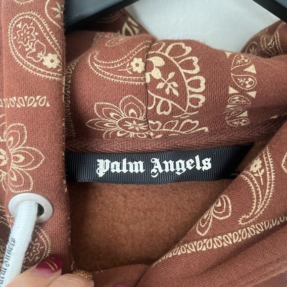 Palm Angels Bandana print cotton-jersey hoodie brown large NWOT - Picture 9 of 12